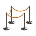 Montour Line Stanchion Post and Rope Kit Sat.Steel, 4 Crown Top 3 Gold Rope C-Kit-4-SS-CN-3-PVR-GD-PS